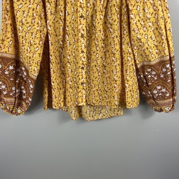 JOIE Boho Floral Prairie Puff Sleeve Ruffle Yoke Button Down Top Size S - Picture 10 of 12